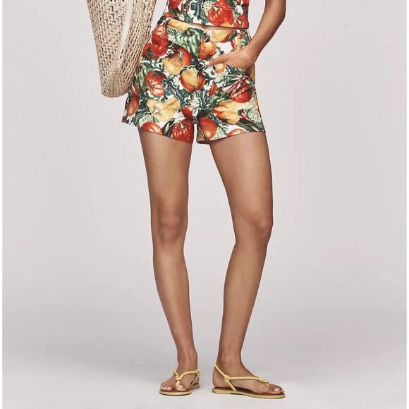 The Colette Linen Blend Shorts by Maeve Tomato  Print 32 - Picture 1 of 2